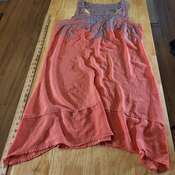 Pink Polyester Sleeveless Midi Dress Turquoise Detail 20" Pit 2 Pit - Picture 1 of 11